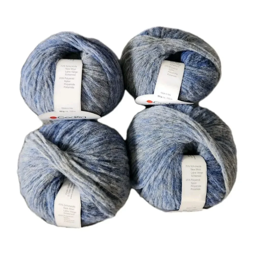 Gedifra Ombretta Yarn Lot 4 Skeins Blue Wool Blend Brushed Italy